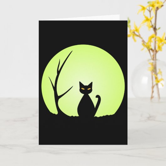 Carte Chat d'Halloween éffrayant (Fleur jaune)