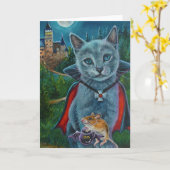 Carte Chat d'Halloween et souris n° 3 Aquarelle Art (Fleur jaune)