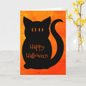 Carte Chat d'Halloween mignon (Fleur jaune)