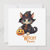 Carte Chat d'Halloween Pattes de Sorcière (Dos)
