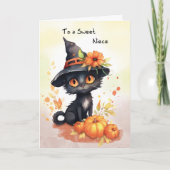 Carte Chat d'Halloween sucré nièce (Devant)