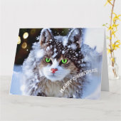 Carte Chat d'hiver (Fleur jaune)