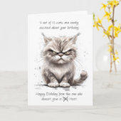 Carte Chat d'humeur Grumpy 9 chats sur 10 dans un sketch (Fleur jaune)