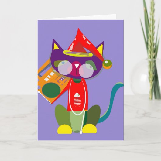 Carte Chat DJ de Noël · vibra bonito · (Devant)