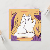 Carte Chat donnant le doigt (Devant/Arrière en situation)