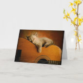 Carte Chat dormant sur la guitare (Fleur jaune)