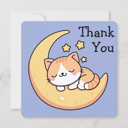 Carte Chat dormant sur la lune merci (Devant)