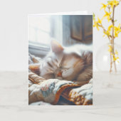 Carte Chat Dormir Sur Ancienne Quilote (Fleur jaune)