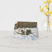 Carte Chat dormir sur un lit à Claude Monet (Fleur jaune)