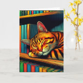 Carte Chat doux et dormant | Joyeux anniversaire (Fleur jaune)