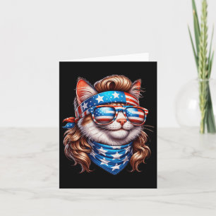 Carte Chat Drapeau Américain Patriotique Drôle Mullet Ch