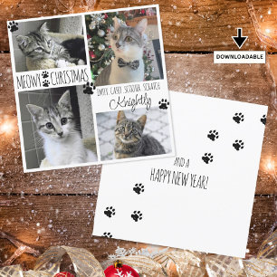 Carte Chat Drôle 4 Photo Empreintes de Pattes JOYEUX NOË