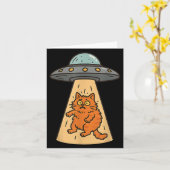Carte Chat Drôle Alien Abduction Ufo Vaisseau Spatial Ki (Fleur jaune)