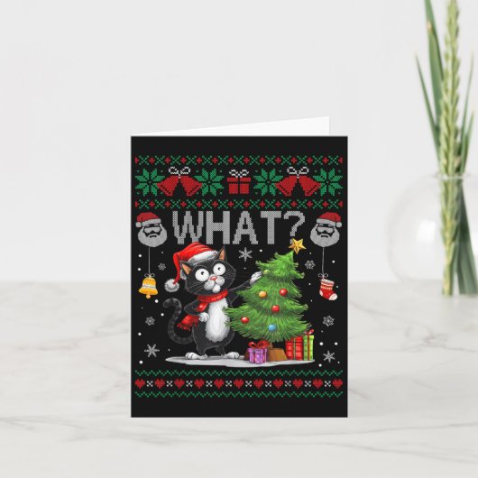 Carte Chat drôle Ce Chat Noir Arbre de Noël Chat laide N (Devant)