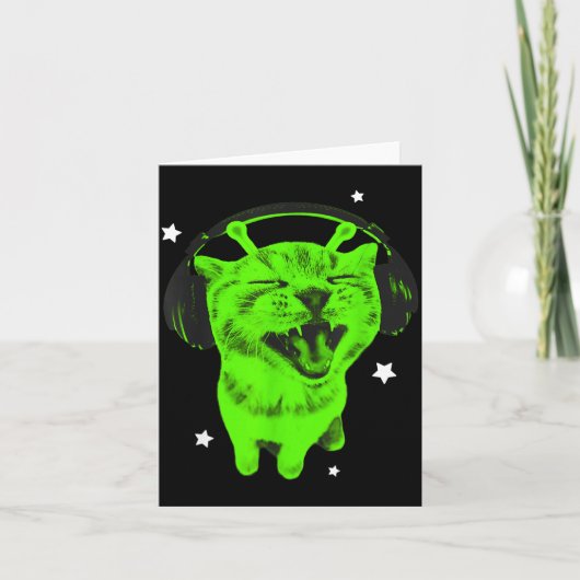 Carte Chat drôle d'alien Y2k Mème Rétro Chat idiot Vinta (Devant)