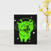 Carte Chat drôle d'alien Y2k Mème Rétro Chat idiot Vinta (Fleur jaune)