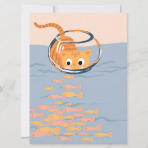 Carte Chat drôle dans Aquarium Poisson Aquarium coloré