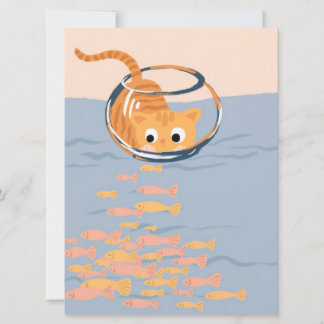 Carte Chat drôle dans Aquarium Poisson|Aquarium coloré