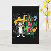 Carte Chat drôle de Cinco De Mayo Chapeau Poncho Femmes (Fleur jaune)