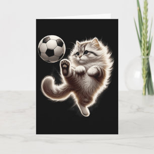 Carte Chat drôle de football Ll Chat jouant au football