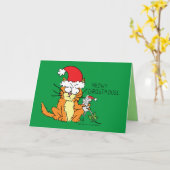 Carte Chat drôle de Noël Souris mignonne (Fleur jaune)