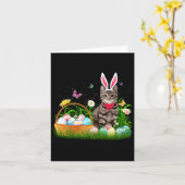Carte Chat drôle de Pâques Lapin Œufs (Fleur jaune)