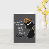 Carte Chat drôle d'Halloween - Citation de Shakespeare M (Fleur jaune)