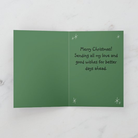 Carte Chat drôle et arbre vert&Joyeux Noël unique (Intérieur)