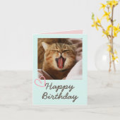 Carte Chat Drôle et joli anniversaire (Fleur jaune)
