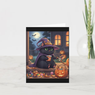 Carte Chat drôle et souris mignonne Halloween Citrouille