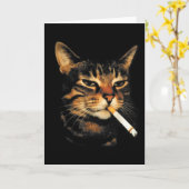 Carte Chat drôle fumant cigarette chaton mème stupide ce (Fleur jaune)
