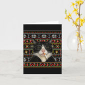 Carte Chat drôle fumeur Mème Noël Sweat Ugly Cat (Fleur jaune)