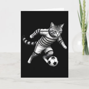 Carte Chat Drôle Jouant Au Football Pour Les Joueurs Et