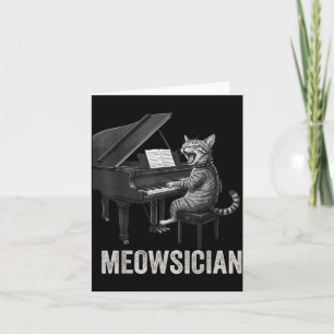 Carte Chat drôle jouant de la musique de piano Pun Meows