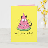 Carte Chat drôle pastèque mignon enfants (Fleur jaune)
