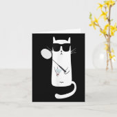 Carte Chat drôle Porter des Sungles Jouer Badminton (Fleur jaune)