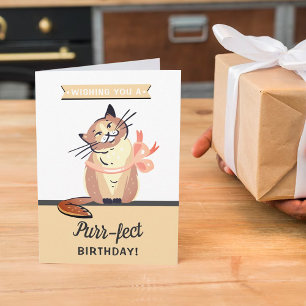 Carte Chat drôle "Purr-fect" N'Importe Quel Âge Annivers