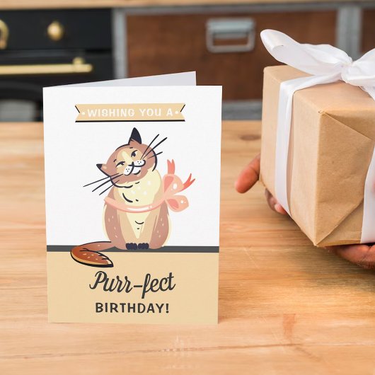 Carte Chat drôle "Purr-fect" N'Importe Quel Âge Annivers