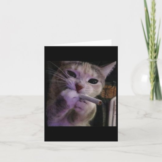 Carte Chat drôle qui fume, Kitty cigarette Mème Gen Z, C (Devant)