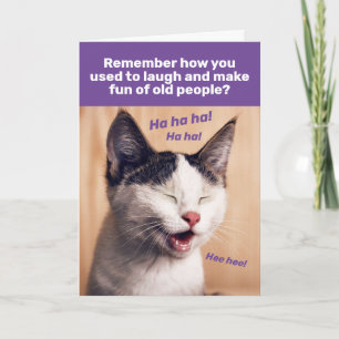 Carte Chat Drôle qui Rit - Rire des Personnes Âgées Anni