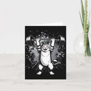 Carte Chat drôle salle de sport workout deadlift mème po