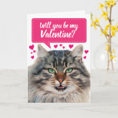 Carte Chat Drôle Serez-Vous Mon Valentin ? (Fleur jaune)