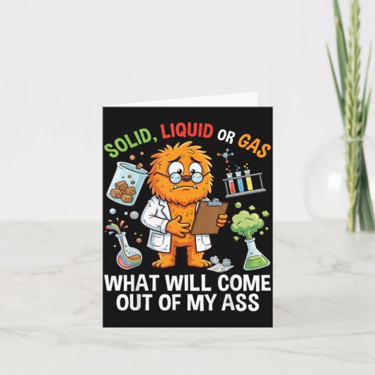 Carte Chat Drôle Solide Liquide Ou Gaz Physique Science (Devant)
