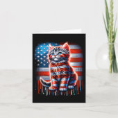 Carte Chat du 14 juillet Drapeau américain Mignon Chat M (Devant)