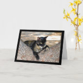 Carte Chat écaille de tortue dans l'arbre (Fleur jaune)