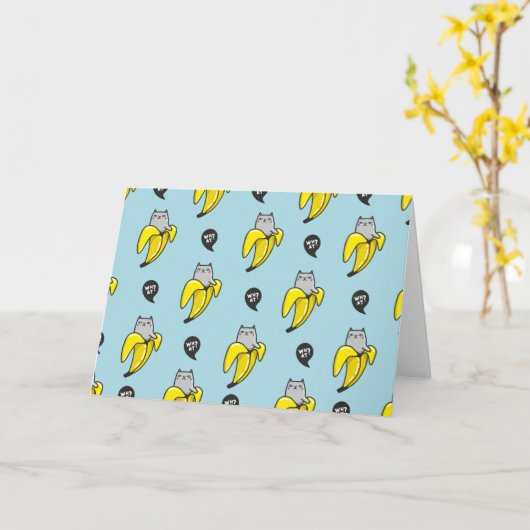 Carte Chat en banane (Fleur jaune)