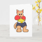 Carte Chat en boxeur sur un ring de boxe (Fleur jaune)