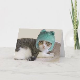 Carte Chat en Casquette Anniversaire par point pour une 