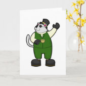 Carte Chat en chambre avec café et Casquette (Fleur jaune)