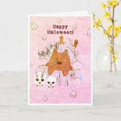 Carte Chat en Citrouille Candy Corn Crâne Enfants Hallow (Fleur jaune)